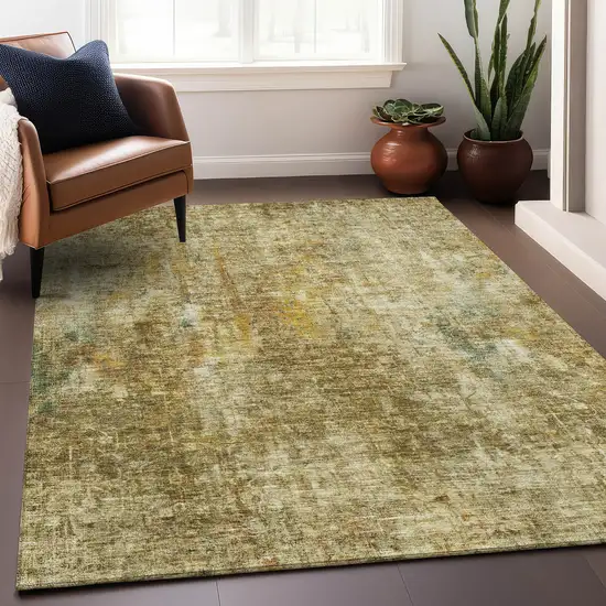 Brown And Beige Abstract Washable Area Rug With UV Protection Photo 3