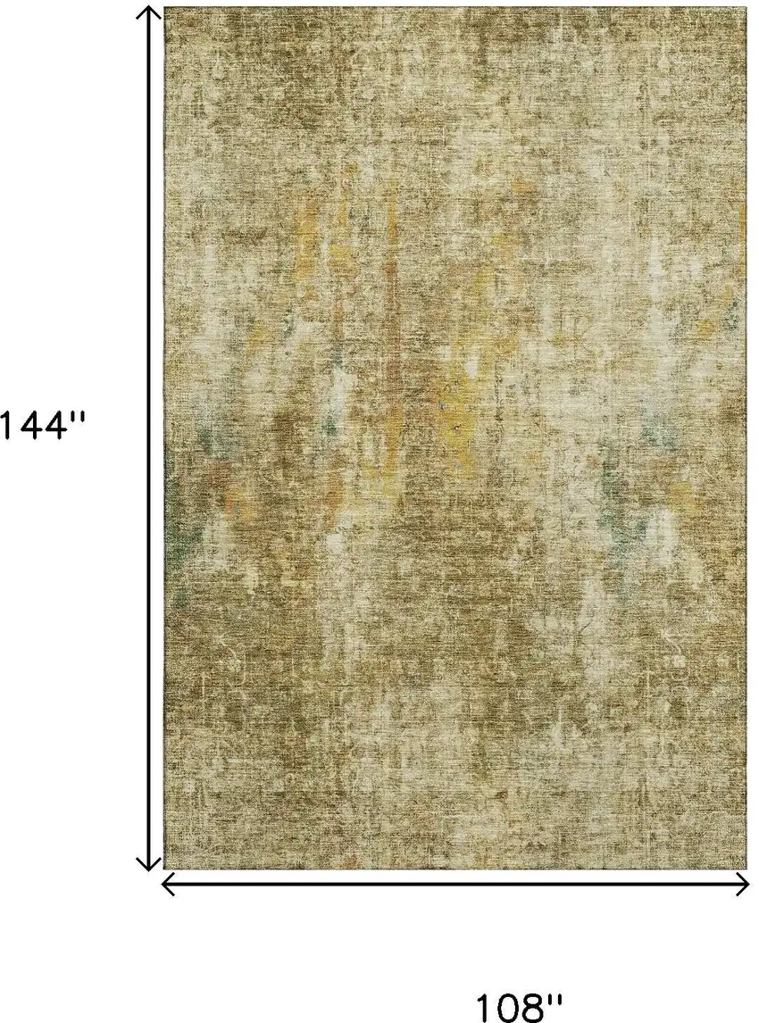 Brown And Beige Abstract Washable Area Rug With UV Protection Photo 3