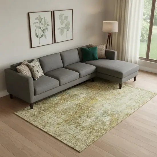 Brown And Beige Abstract Washable Area Rug With UV Protection Photo 1