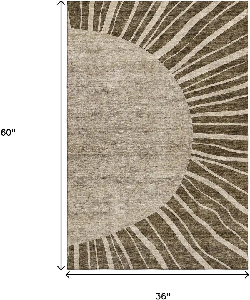 Brown And Beige Abstract Washable Area Rug With UV Protection Photo 7