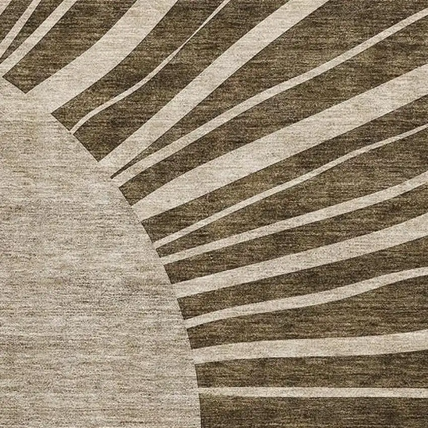 Brown And Beige Abstract Washable Area Rug With UV Protection Photo 5