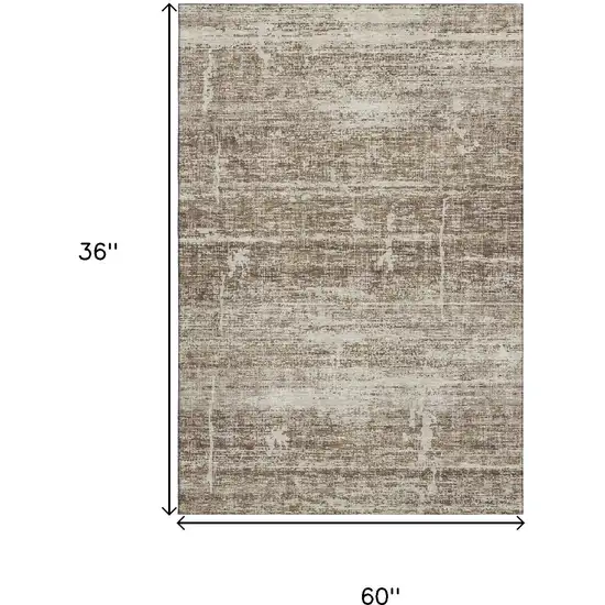 Brown And Beige Abstract Washable Area Rug With UV Protection Photo 3