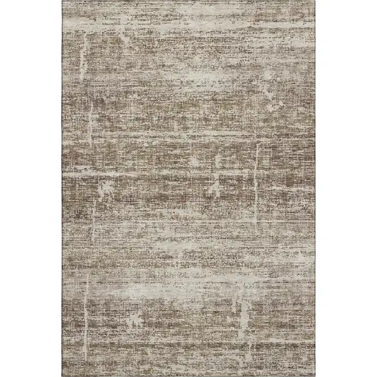 Brown And Beige Abstract Washable Area Rug With UV Protection Photo 5