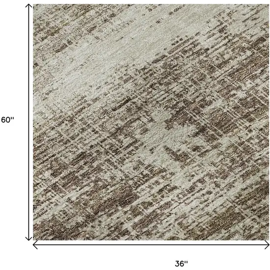 Brown And Beige Abstract Washable Area Rug With UV Protection Photo 9