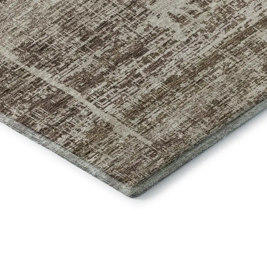 Brown And Beige Abstract Washable Area Rug With UV Protection Photo 7