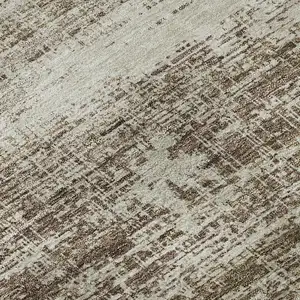 Photo of Brown And Beige Abstract Washable Area Rug With UV Protection