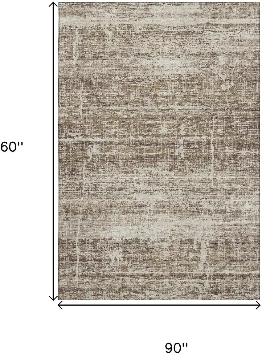 Brown And Beige Abstract Washable Area Rug With UV Protection Photo 3