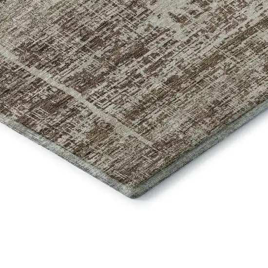 Brown And Beige Abstract Washable Area Rug With UV Protection Photo 8