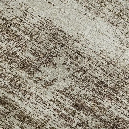 Brown And Beige Abstract Washable Area Rug With UV Protection Photo 3