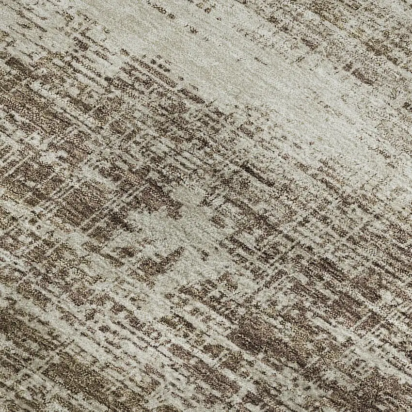 Brown And Beige Abstract Washable Area Rug With UV Protection Photo 3