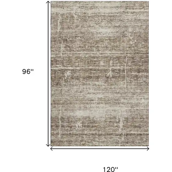Brown And Beige Abstract Washable Area Rug With UV Protection Photo 3