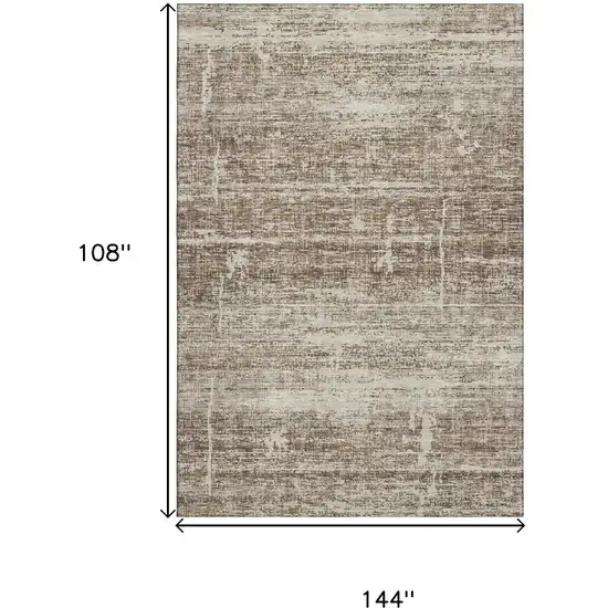 Brown And Beige Abstract Washable Area Rug With UV Protection Photo 3