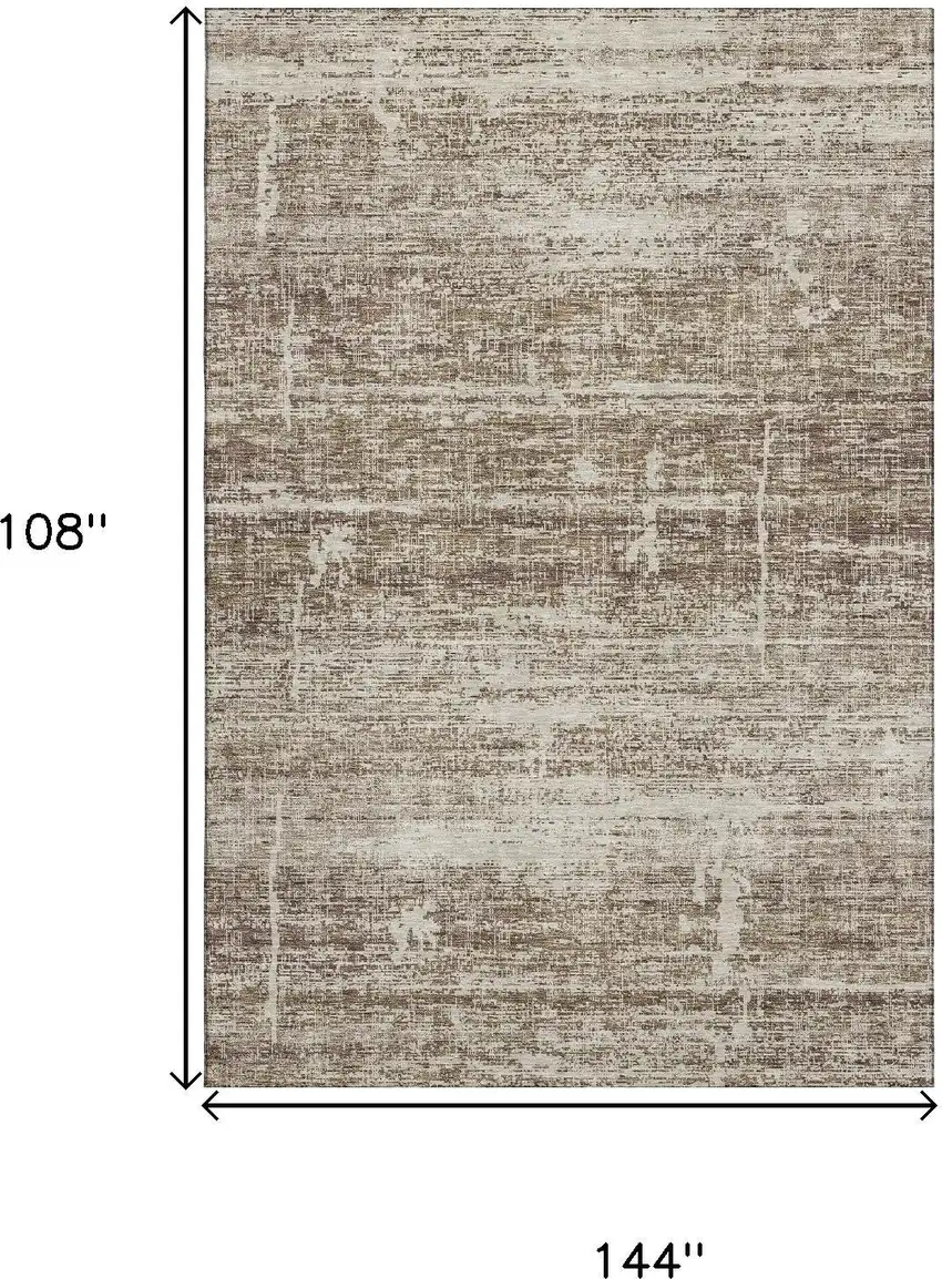 Brown And Beige Abstract Washable Area Rug With UV Protection Photo 3