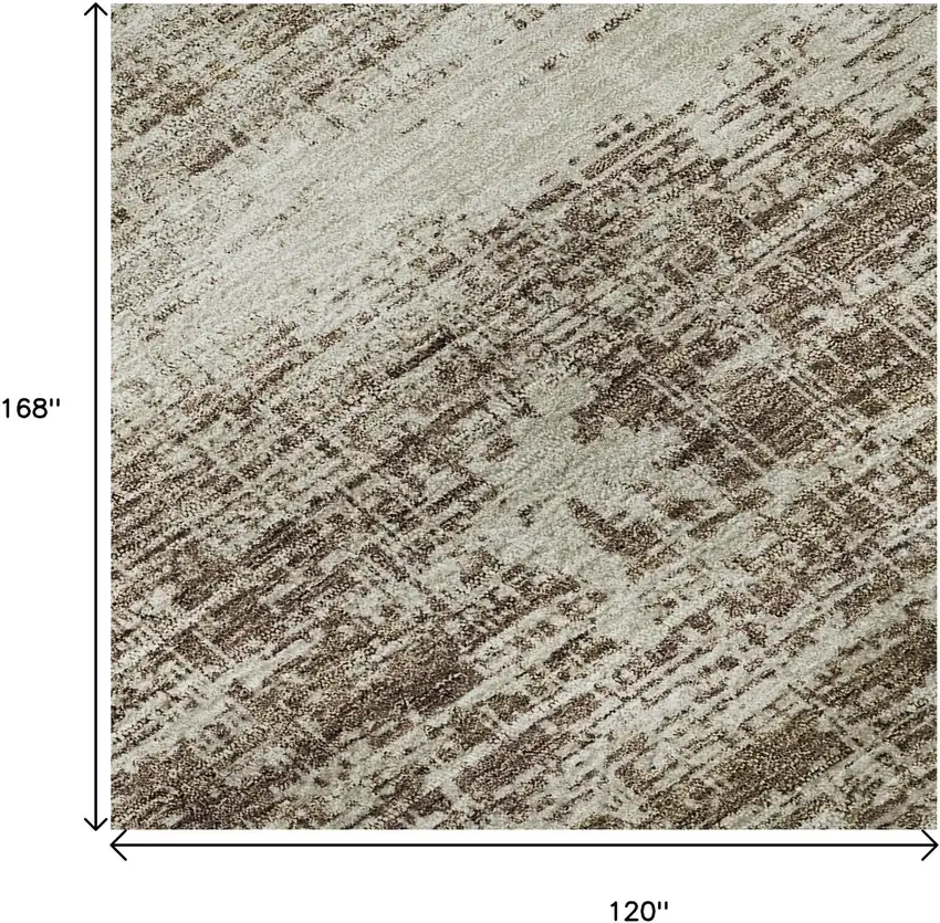 Brown And Beige Abstract Washable Area Rug With UV Protection Photo 9