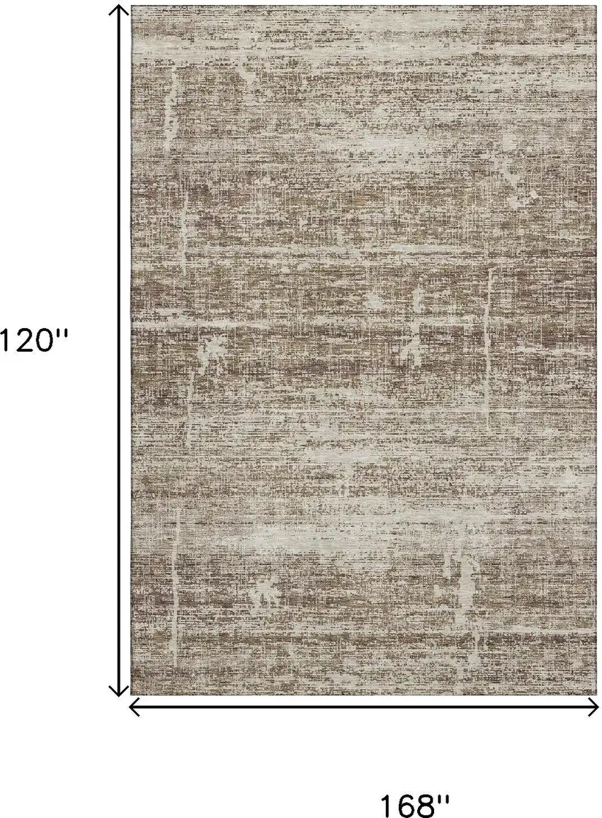 Brown And Beige Abstract Washable Area Rug With UV Protection Photo 3