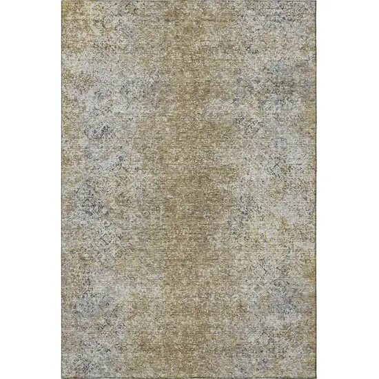 Brown And Beige Abstract Washable Area Rug With UV Protection Photo 5