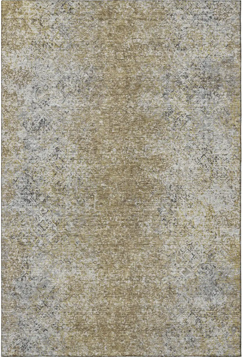 Brown And Beige Abstract Washable Area Rug With UV Protection Photo 5