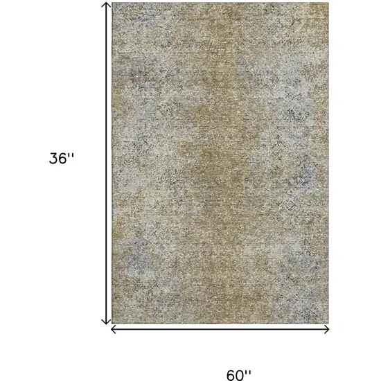 Brown And Beige Abstract Washable Area Rug With UV Protection Photo 3