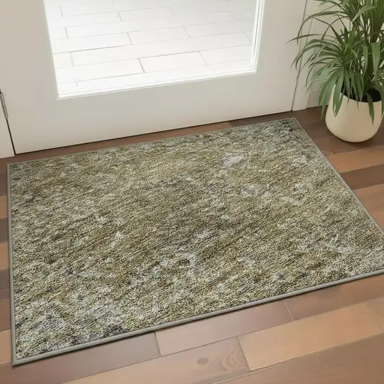 Brown And Beige Abstract Washable Area Rug With UV Protection Photo 2
