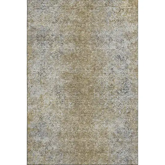 Brown And Beige Abstract Washable Area Rug With UV Protection Photo 6