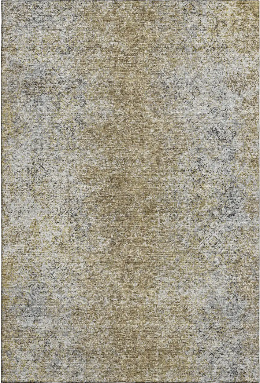 Brown And Beige Abstract Washable Area Rug With UV Protection Photo 6