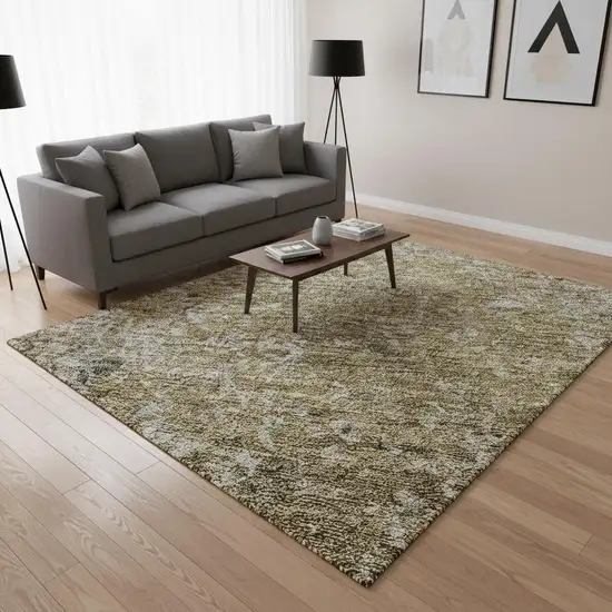 Brown And Beige Abstract Washable Area Rug With UV Protection Photo 2