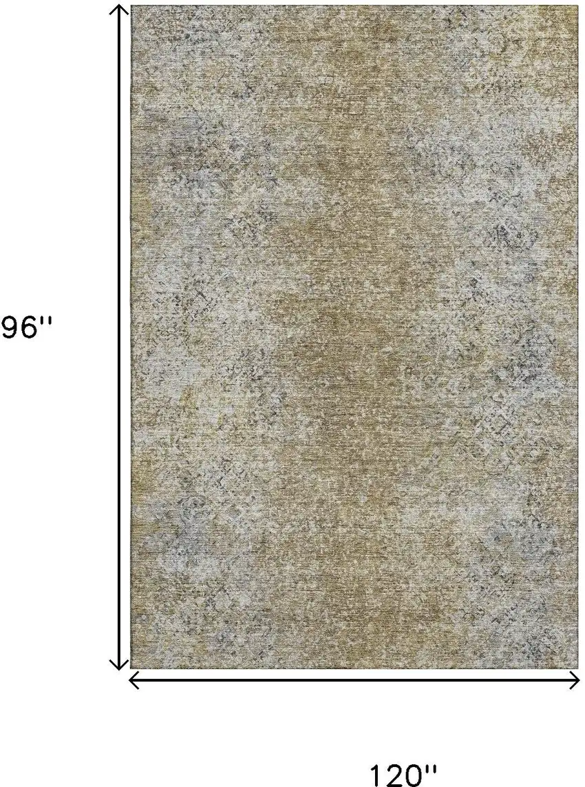 Brown And Beige Abstract Washable Area Rug With UV Protection Photo 3