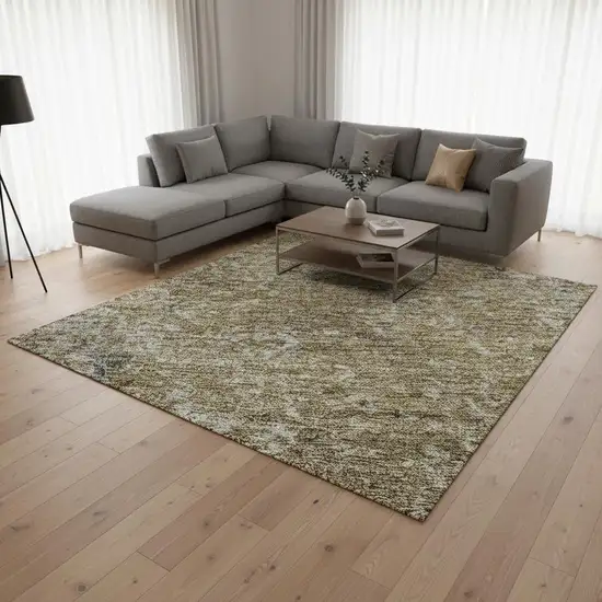 Brown And Beige Abstract Washable Area Rug With UV Protection Photo 2