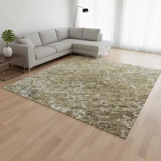 Brown And Beige Abstract Washable Area Rug With UV Protection Photo 2