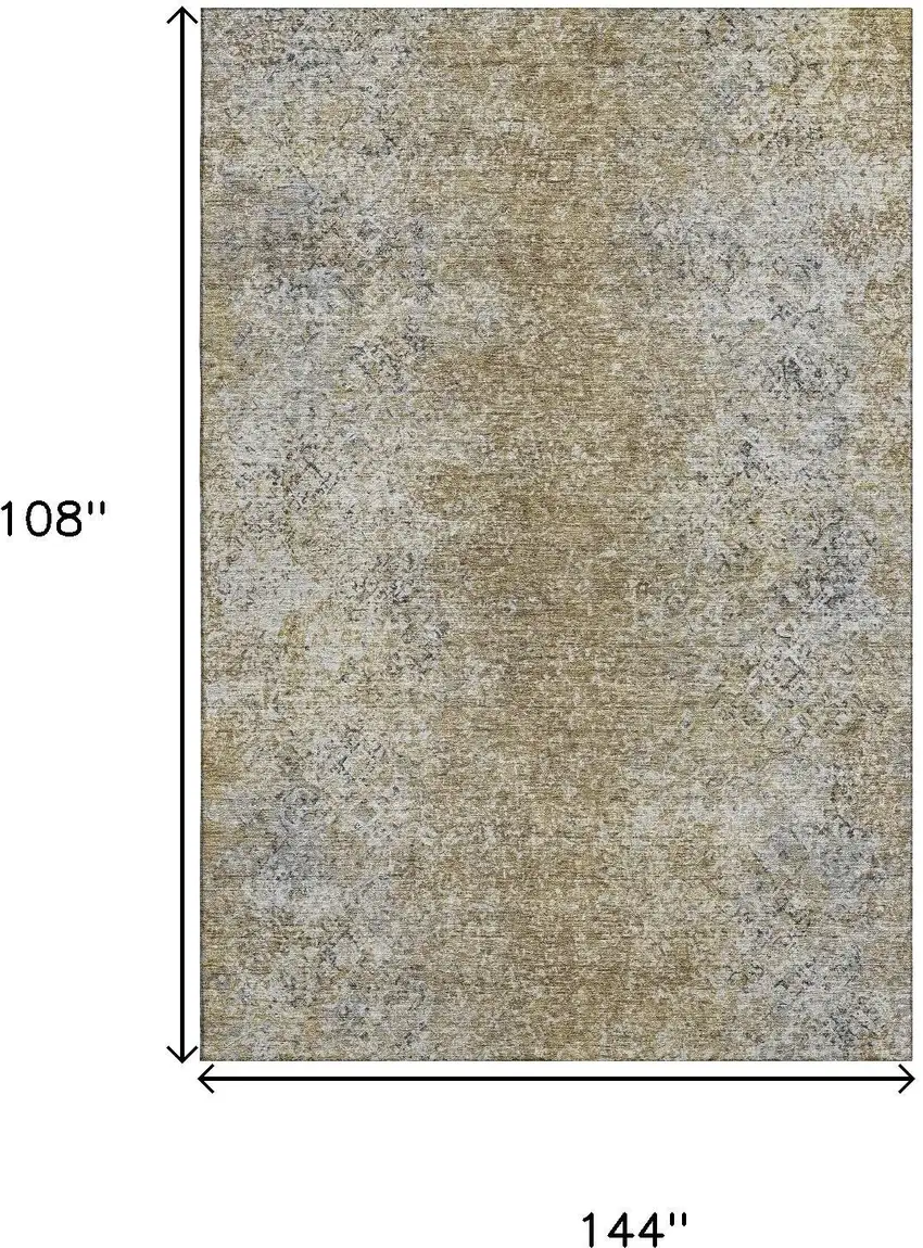 Brown And Beige Abstract Washable Area Rug With UV Protection Photo 3