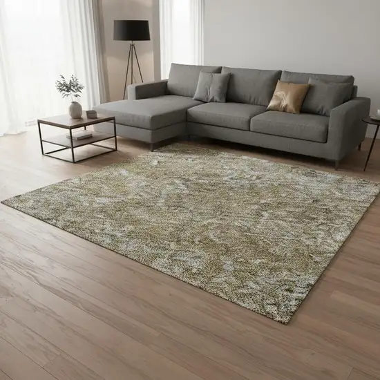 Brown And Beige Abstract Washable Area Rug With UV Protection Photo 2