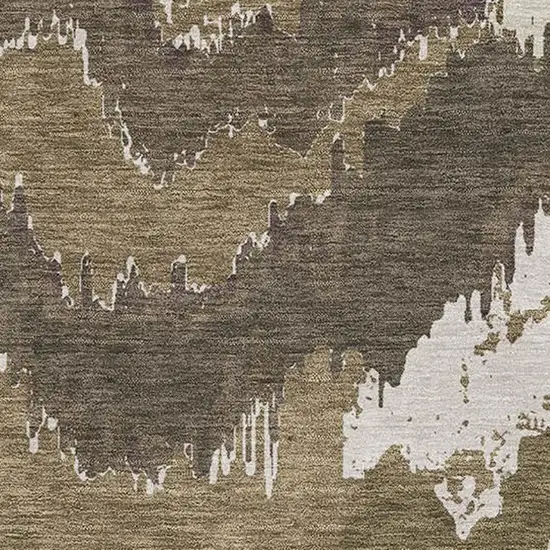 Brown And Beige Abstract Washable Area Rug With UV Protection Photo 4
