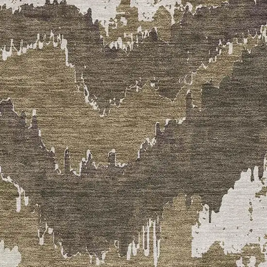 Brown And Beige Abstract Washable Area Rug With UV Protection Photo 4