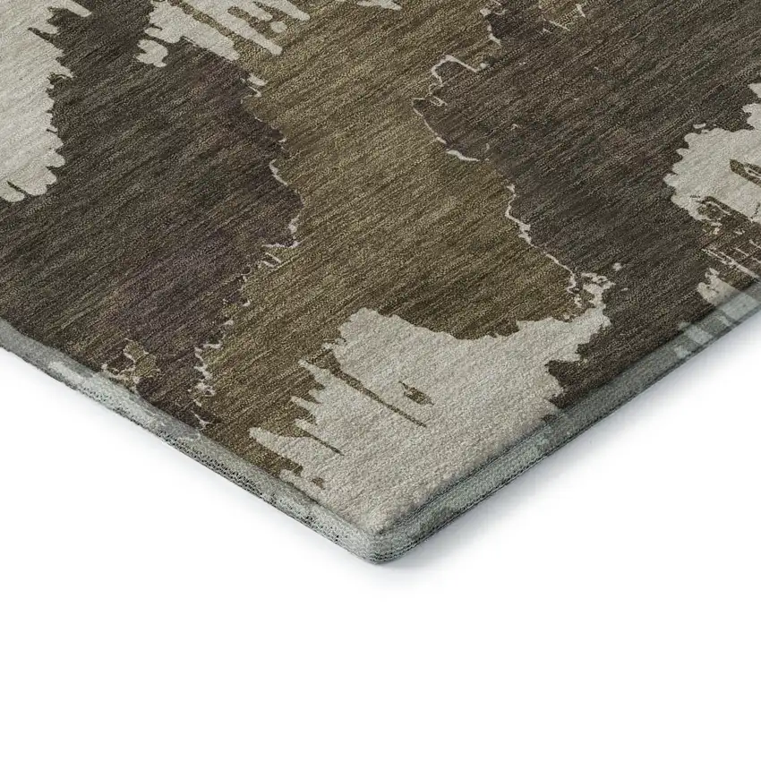 Brown And Beige Abstract Washable Area Rug With UV Protection Photo 9