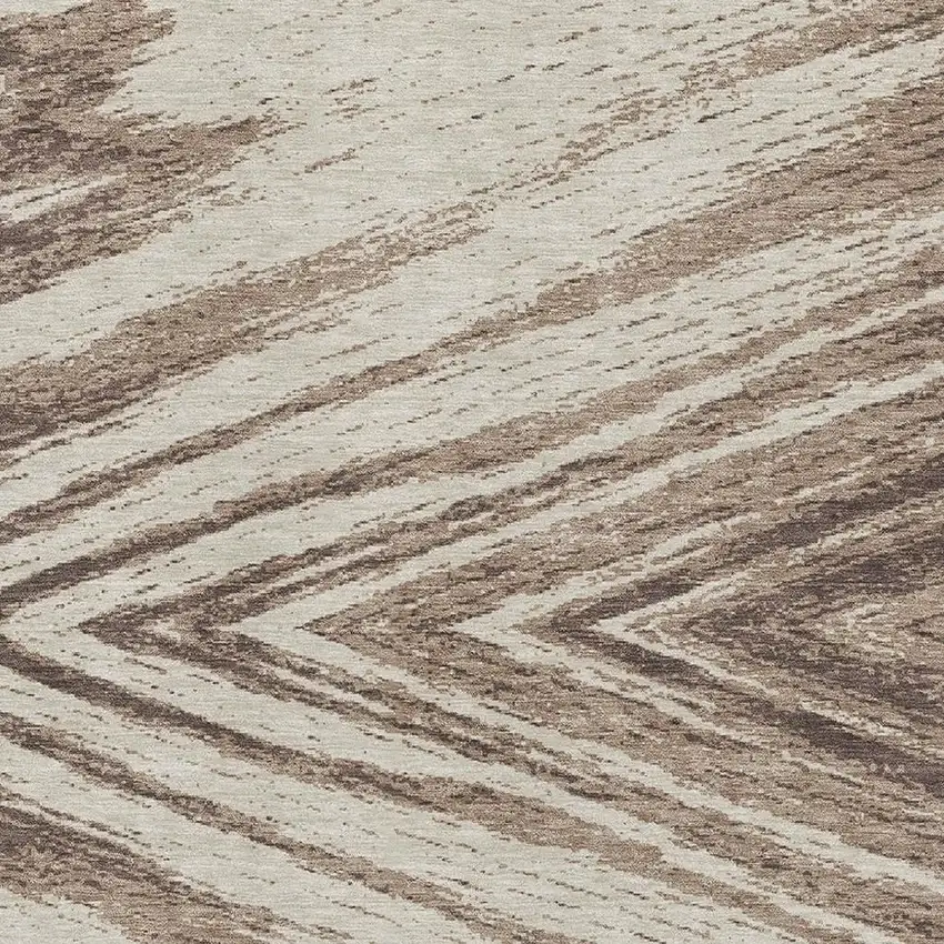 Brown And Beige Abstract Washable Area Rug With UV Protection Photo 4