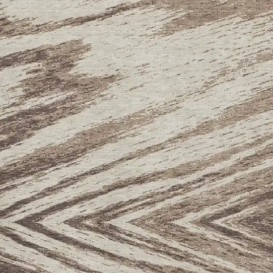 Brown And Beige Abstract Washable Area Rug With UV Protection Photo 3