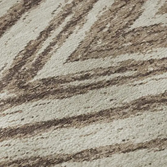 Brown And Beige Abstract Washable Area Rug With UV Protection Photo 9