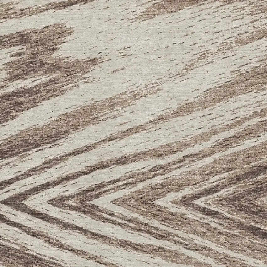 Brown And Beige Abstract Washable Area Rug With UV Protection Photo 3