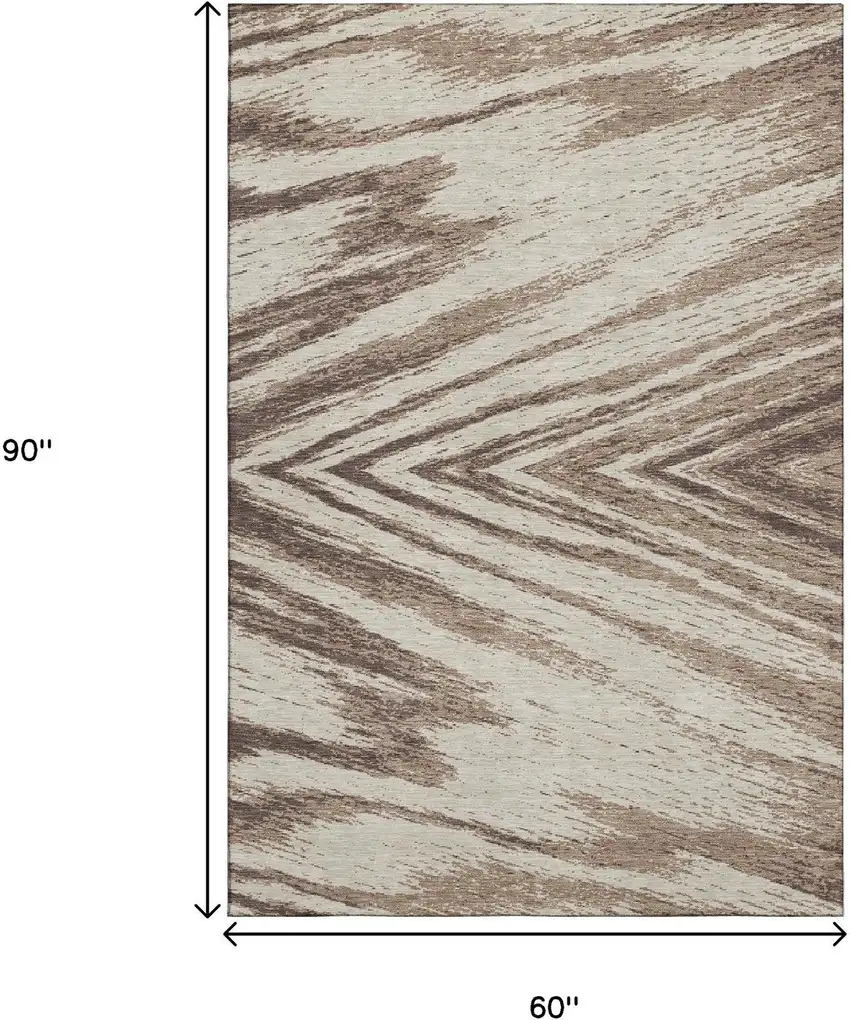 Brown And Beige Abstract Washable Area Rug With UV Protection Photo 8