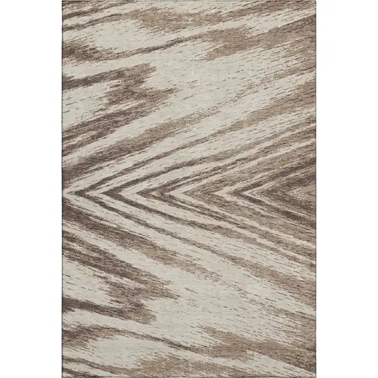 Brown And Beige Abstract Washable Area Rug With UV Protection Photo 1