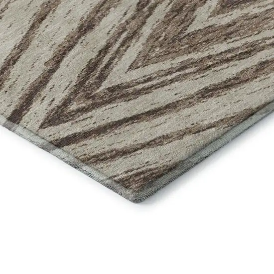 Brown And Beige Abstract Washable Area Rug With UV Protection Photo 8