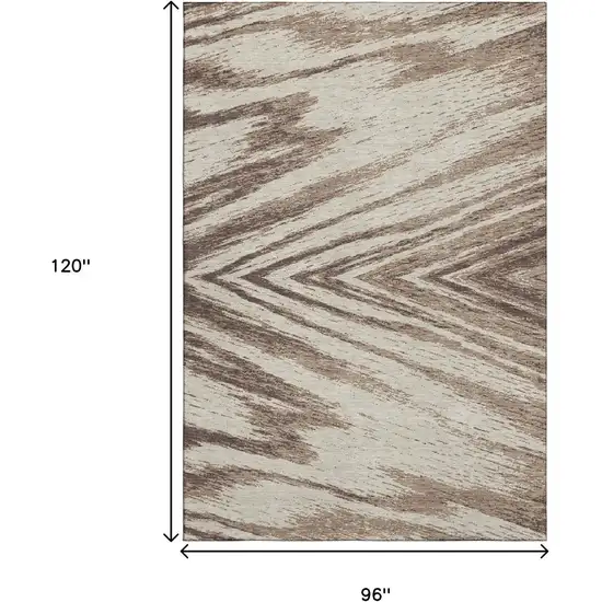 Brown And Beige Abstract Washable Area Rug With UV Protection Photo 7