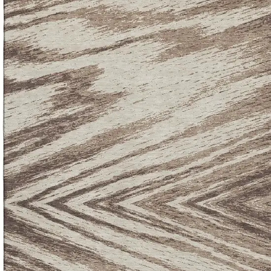 Brown And Beige Abstract Washable Area Rug With UV Protection Photo 3