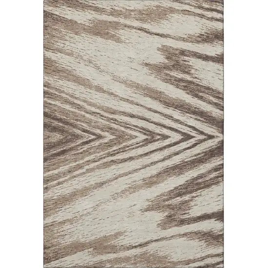 Brown And Beige Abstract Washable Area Rug With UV Protection Photo 4