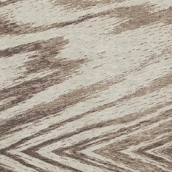 Brown And Beige Abstract Washable Area Rug With UV Protection Photo 3