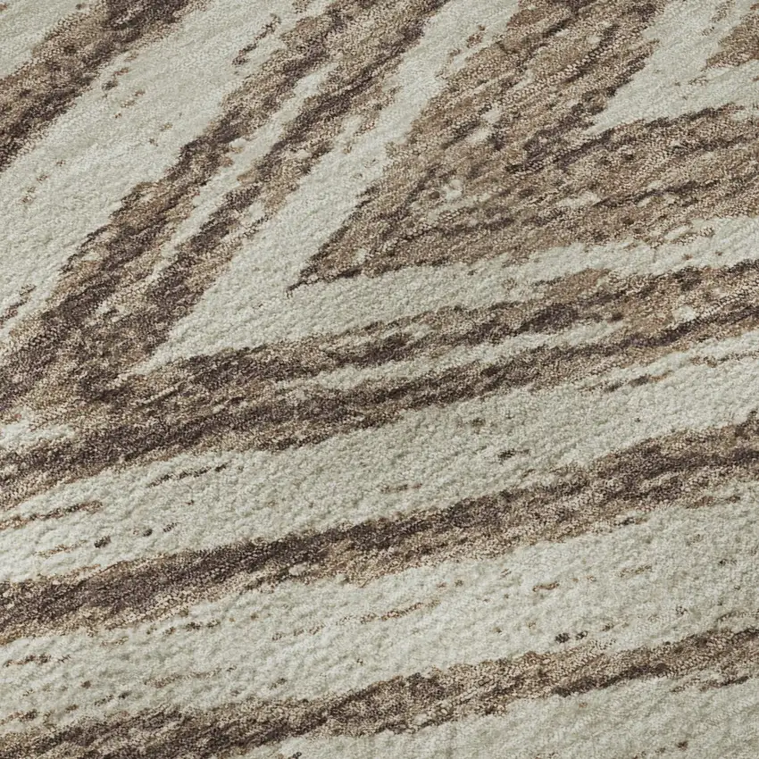 Brown And Beige Abstract Washable Area Rug With UV Protection Photo 9