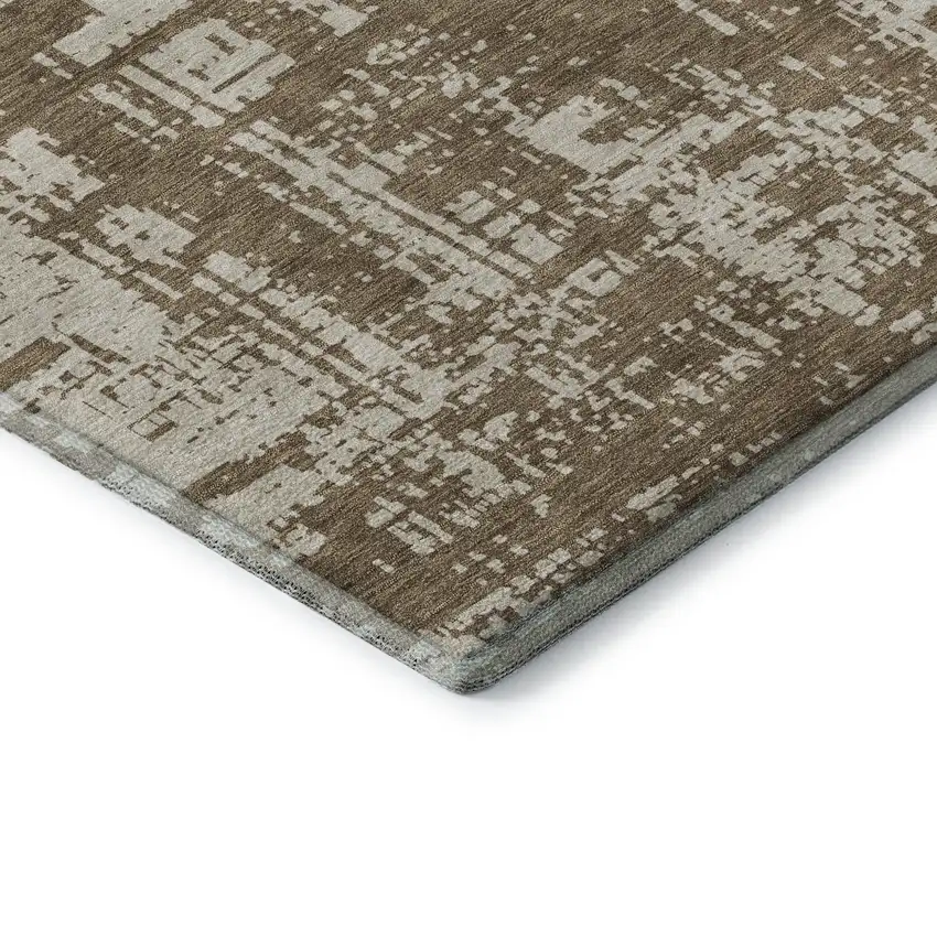 Brown And Beige Abstract Washable Area Rug With UV Protection Photo 8