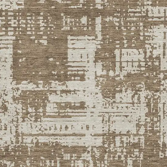 Brown And Beige Abstract Washable Area Rug With UV Protection Photo 3