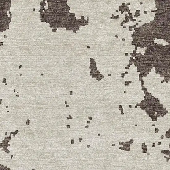 Brown And Beige Abstract Washable Area Rug With UV Protection Photo 3