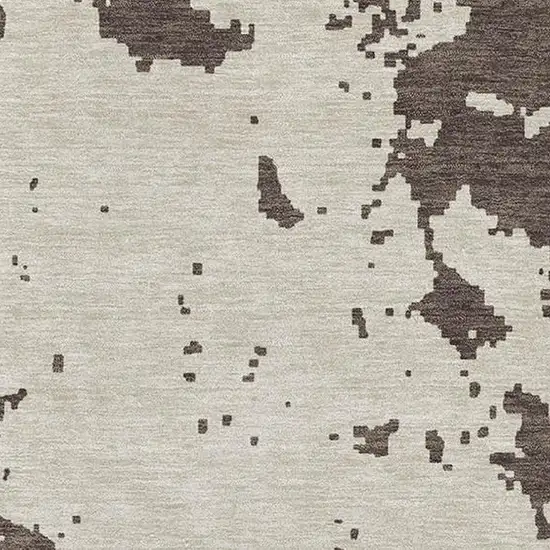 Brown And Beige Abstract Washable Area Rug With UV Protection Photo 3